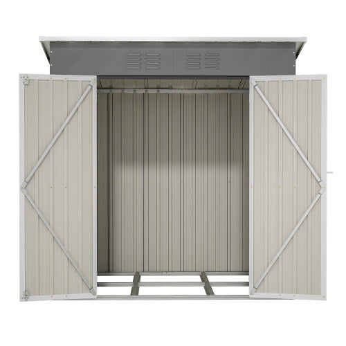 6'x4' Outdoor Metal Storage Shed For Garden Tools Lockable Door With Floor Frame Inkedjoy