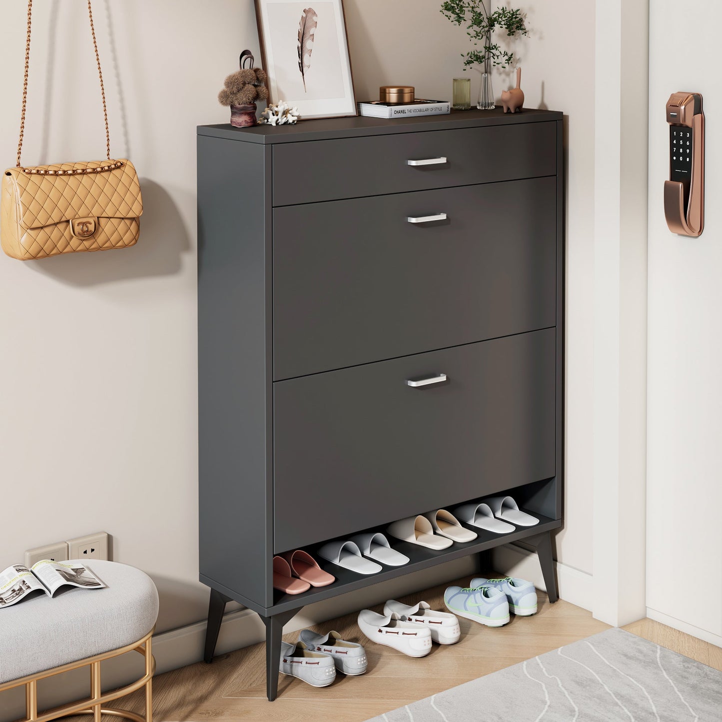 Shoe Storage Shelves, Grey Inkedjoy