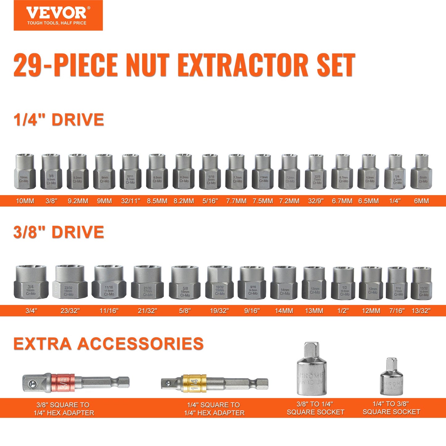 Bolt Extractor Set, 29-Piece Bolt And Nut Remover Set Inkedjoy
