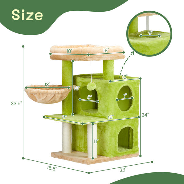 3-inch Yellow-green Speaker-shaped Double-layer Cat House Hammock Cat Bed My Store