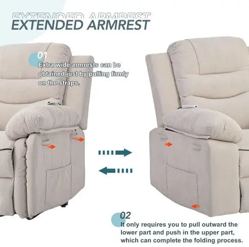 Massage Recliner And Heating Function And Side Pocket My Store