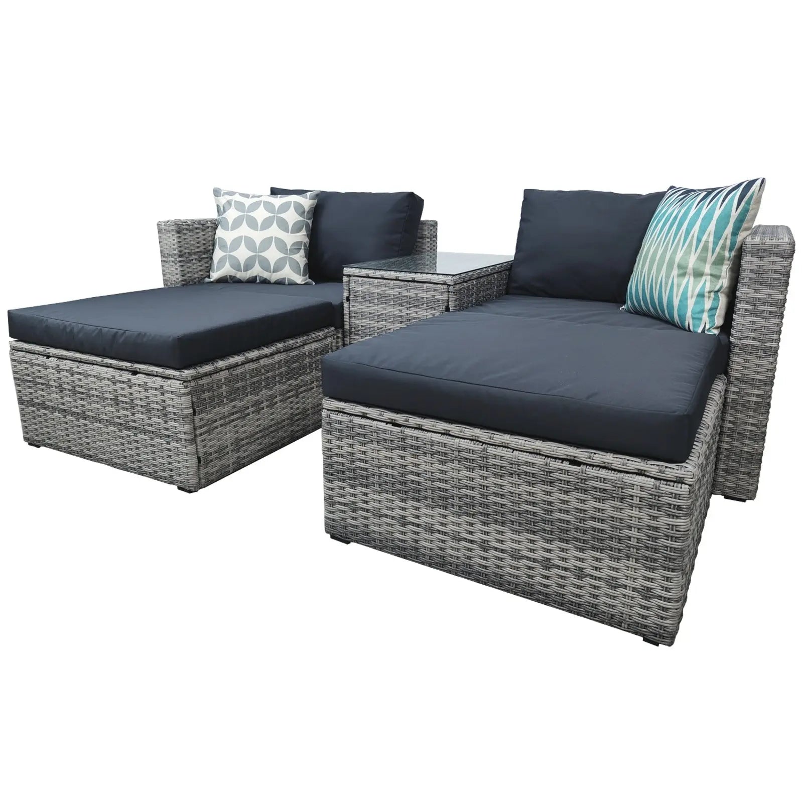5 Pieces PE Wicker Sectional Sofa Set With Gray Cushion My Store