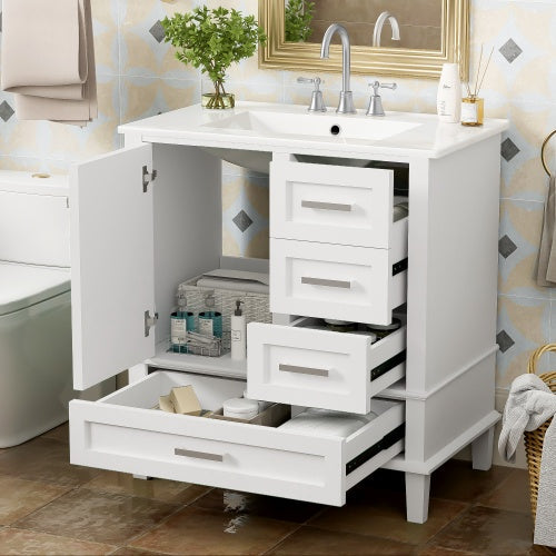 Modern Bathroom Cabinet With Sink Combo SetAnd 3 Drawers, Solid Wood Frame My Store