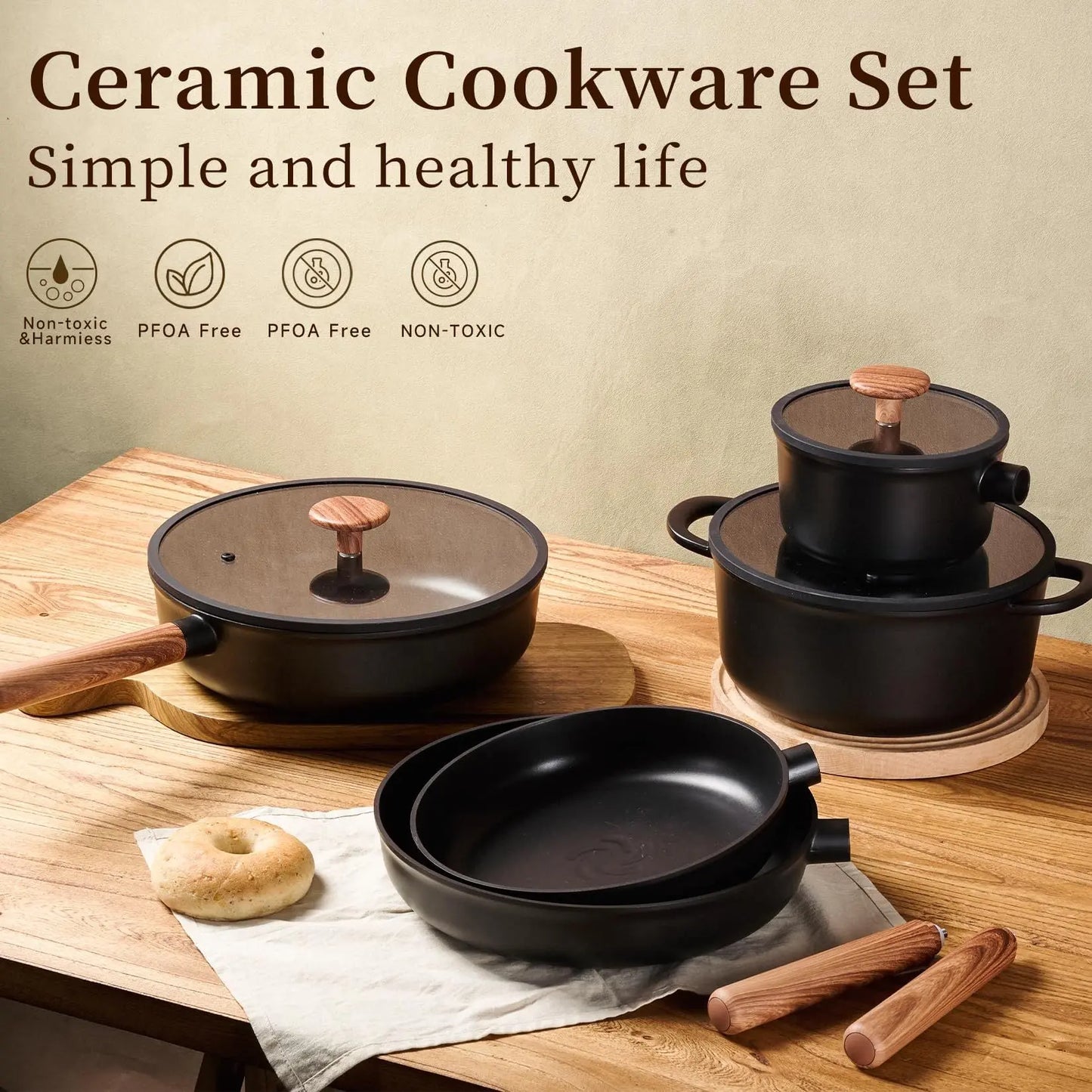 Ceramic Cookware Sets 15 Pcs Non Stick My Store