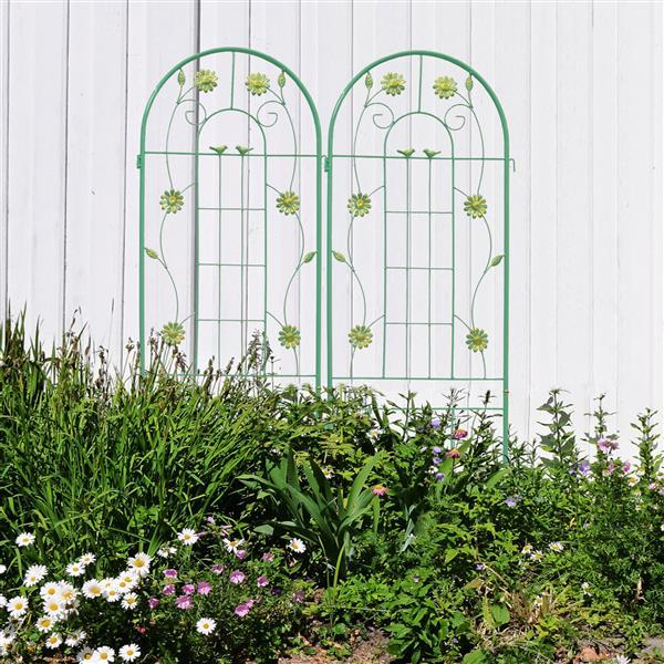 Metal Garden Trellis For Climbing Plants, Outdoor Flower Stand - Green Inkedjoy