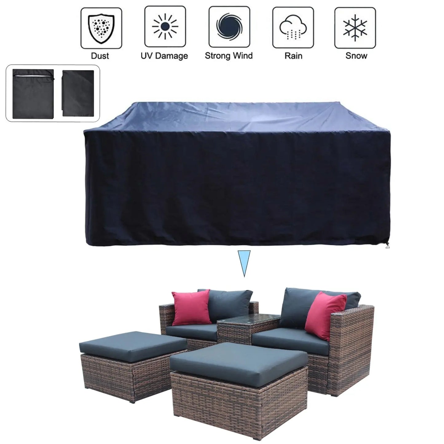 5 Pieces Outdoor Patio Garden Brown Wicker Sectional Conversation Sofa Set With Black My Store