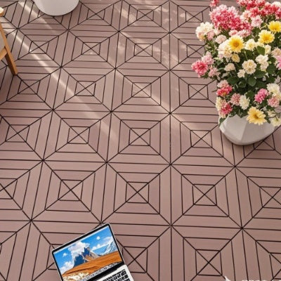 Plastic Interlocking Deck Tiles,44 Pack Patio Deck Tiles,12x12 Square Waterproof - Red Brown Inkedjoy
