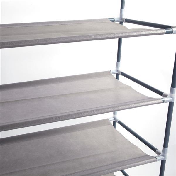 Simple Shoe Rack Without Dust Cover, 10 Layers Of 30 Pairs Of Shoe, Gray Tube Inkedjoy