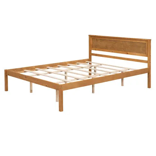 Platform Bed Frame With Headboard, Wood Slat Support, No Box Spring Needed, Queen, Oak My Store