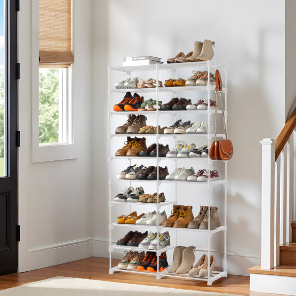 Double Row 10 Layer Non-woven Shoe Rack Inkedjoy