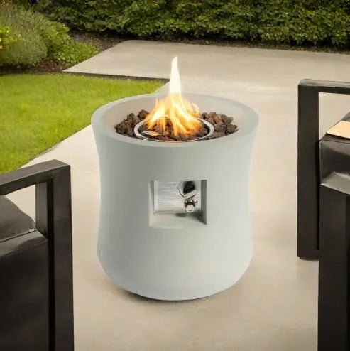 Outdoor Propane Fire Pit Table,Compact Streamlined Modern 20-inch,Round Graphite Base With Waterproof Cover,Free Lava Rocks My Store