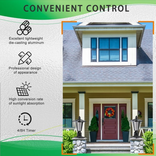 Solar Pillar Headlights With Dimmable LEDs 1-pack My Store