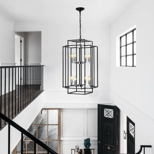 8 Lantern Tiered Chandeliers, Industrial Farmhouse Chandeliers Inkedjoy