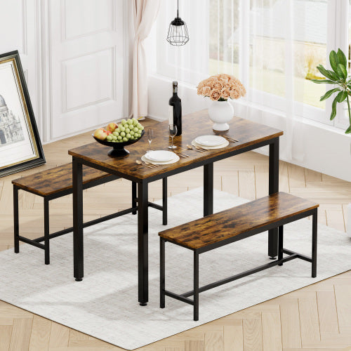 Dining Table Set, Bar With 2 Dining Table Benches Inkedjoy