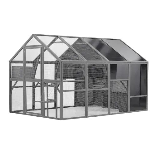 Luxury Cat Cage Outdoor Wooden Cat Fence Patio Large Cat Running House My Store