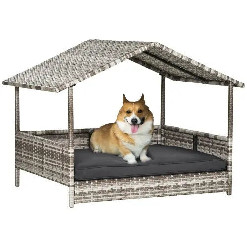 The Rattan Dog House Outdoor With Canopy Is Suitable For Small And Medium-sized Dogs My Store
