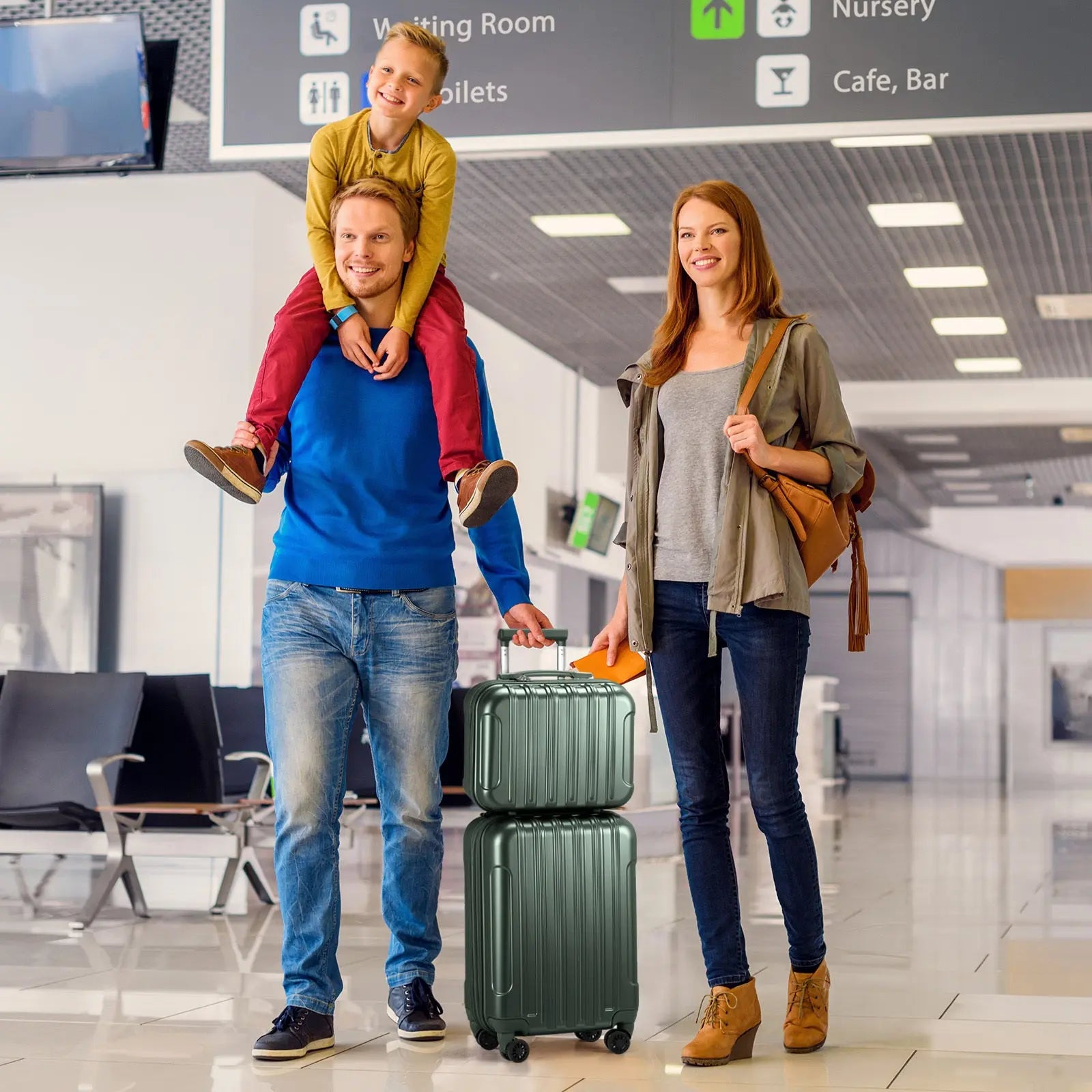 Vertical Pattern Two-piece Set 20 Inch Expandable With 14 Inch Suitcase Inkedjoy