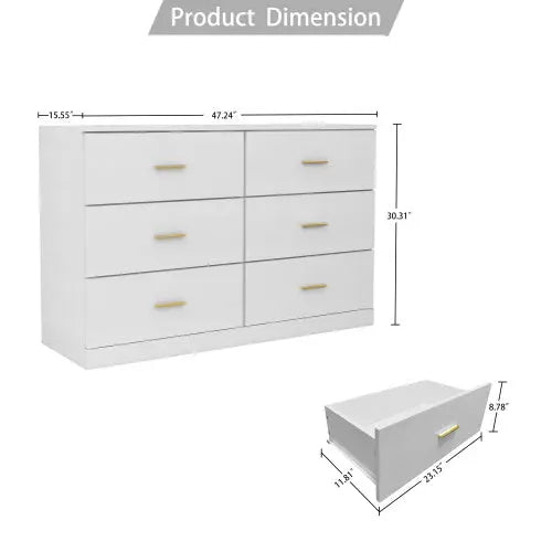 Modern White 6-drawer Dresser My Store