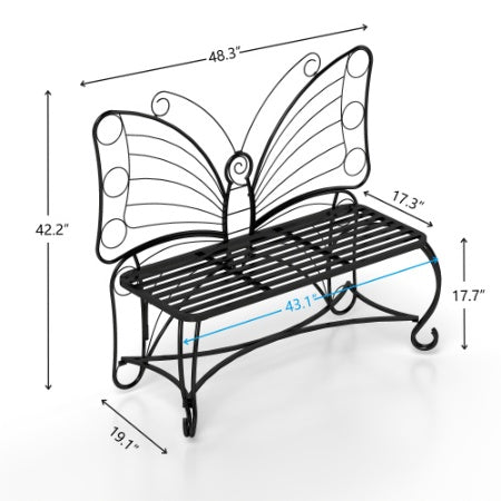 Butterfly Cast Metal Garden Bench Inkedjoy