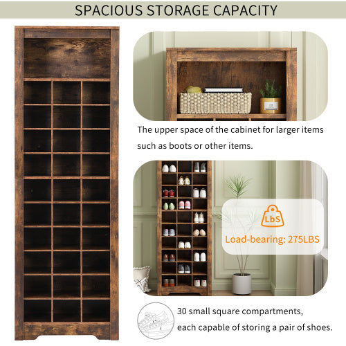 Stylish Design 30 Shoe Cabinet Console, Modern Rustic Brown Inkedjoy