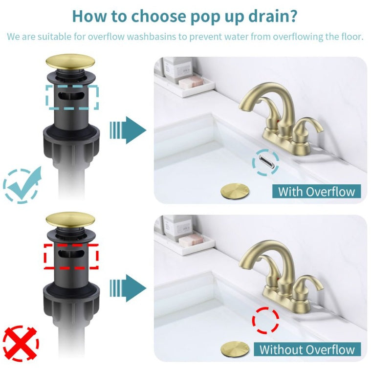 Bathroom Faucet 2-Handle Brushed Gold With Aerator, Swan Style 4-inch My Store