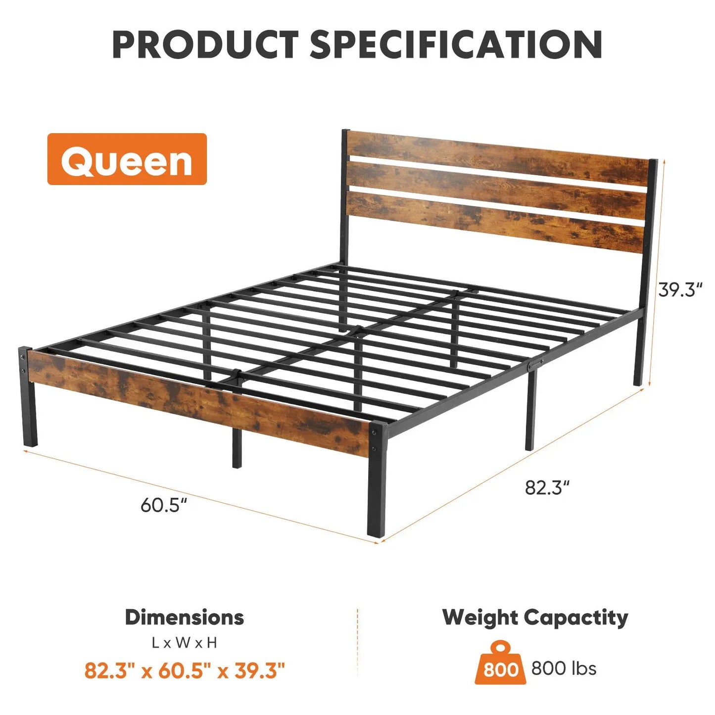 Metal Platform Bed Frame - Mattress Foundation With Headboard And Footboard My Store