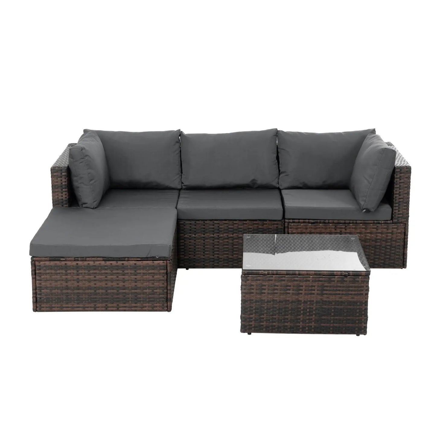 Patio Furniture, Outdoor Furniture, Seasonal PE Wicker Furniture, 5 Set Wicker Furniture With Temper My Store