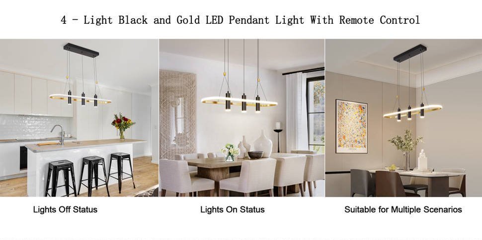 Black Gold Dimmable LED Pendant Light No Bulb My Store