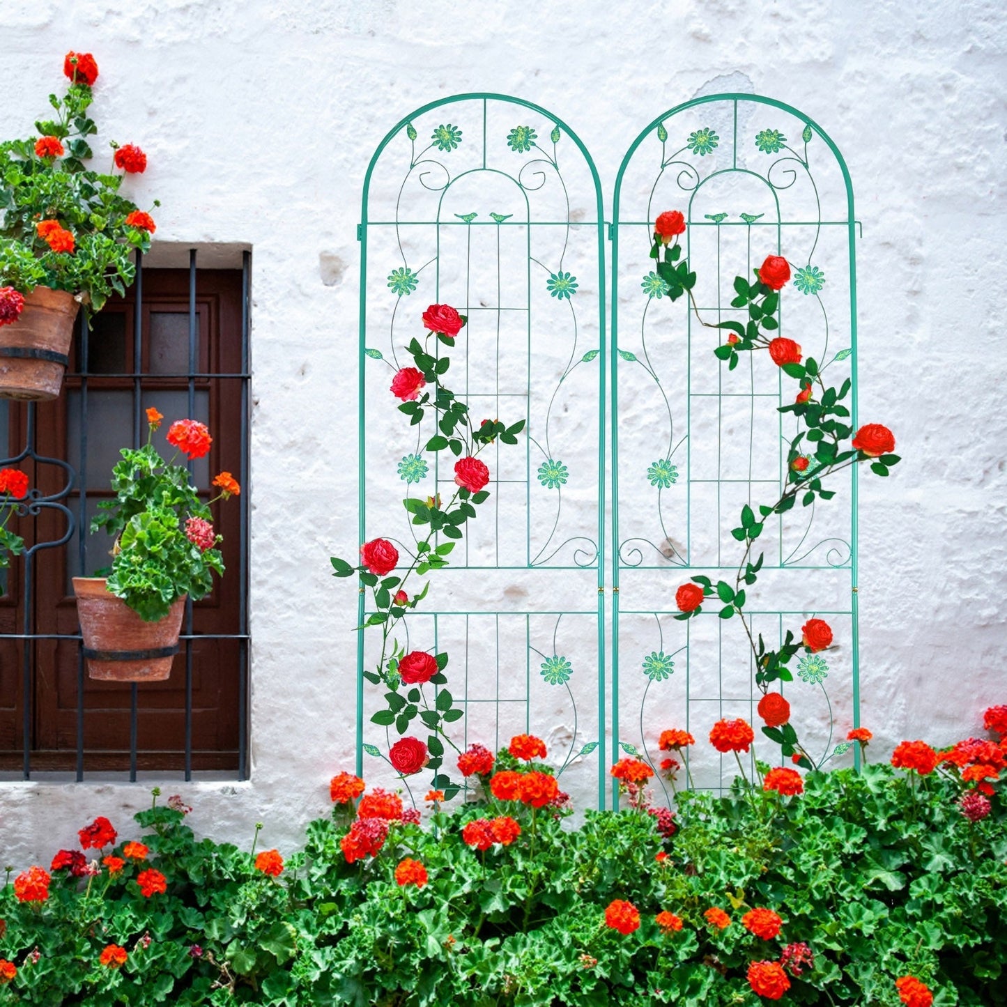2-Pack Metal Garden Trellis 86.7x19.7 Rustproof For Climbing Plants Outdoor Inkedjoy