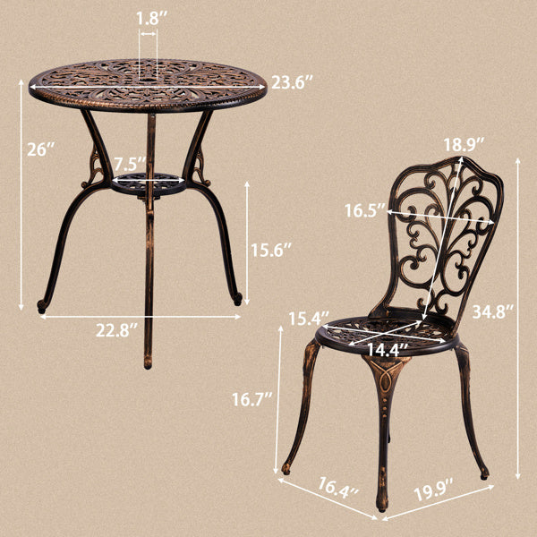2pcs Single Chairs And 1pc Round Table Butterfly Shaped Antique Bronze Casting Set Inkedjoy
