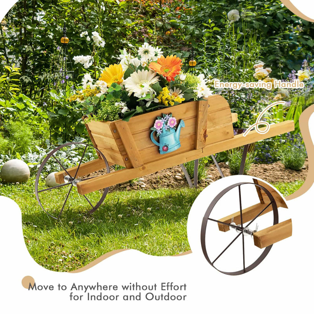 Wooden Wagon Planter With 9 Magnetic Accessories For Garden Yard My Store