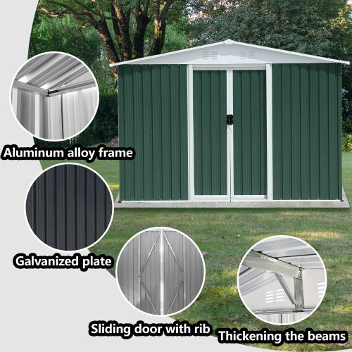8x6 Feet Apex Roof Dark Grey With Aluminum Alloy Frame And Sliding Door Inkedjoy