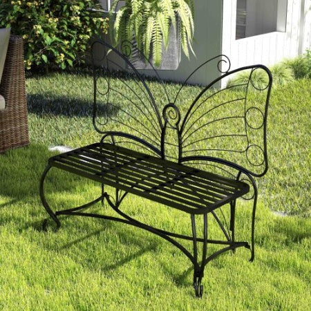 Butterfly Cast Metal Garden Bench Inkedjoy