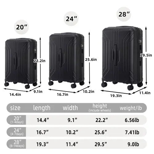 20  24  28  3 Pcs  Set In ABS Spinner Wheel Luggage Inkedjoy