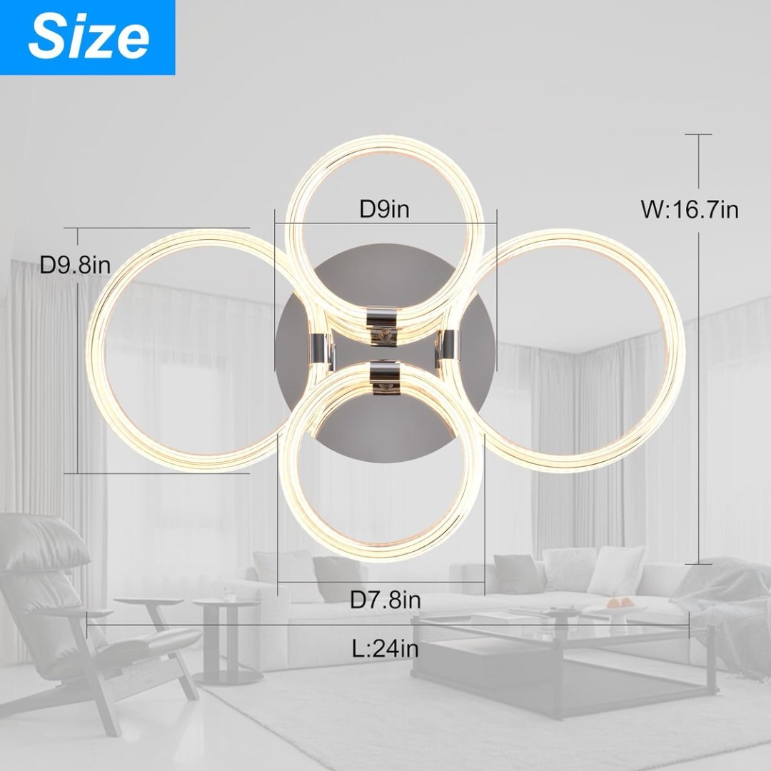 Modern LED Ceiling Light, Flush Mount Ceiling Light With Dimmable Remote Control, 6Rings Acrylic My Store
