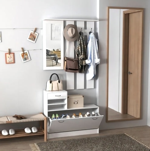 Combination Model Gate Cabinet With Shoe CabinetHang Shelf Mirror Inkedjoy