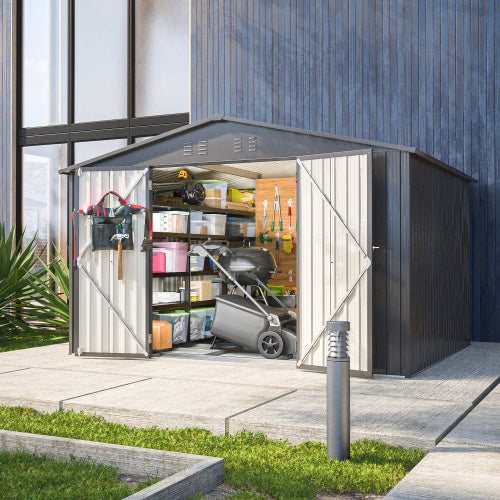 10X8 FT Outdoor Storage Shed- Black Inkedjoy