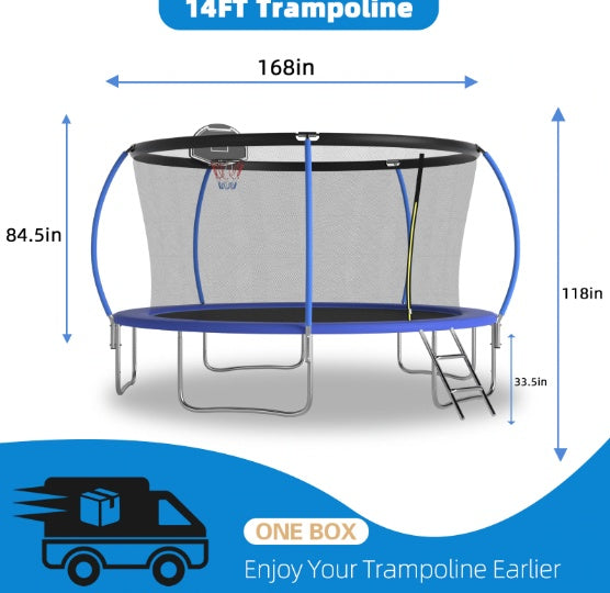 14 FT TRAMPOLINE PUMPKING STYLE WITH BASKETBALL HOOP My Store