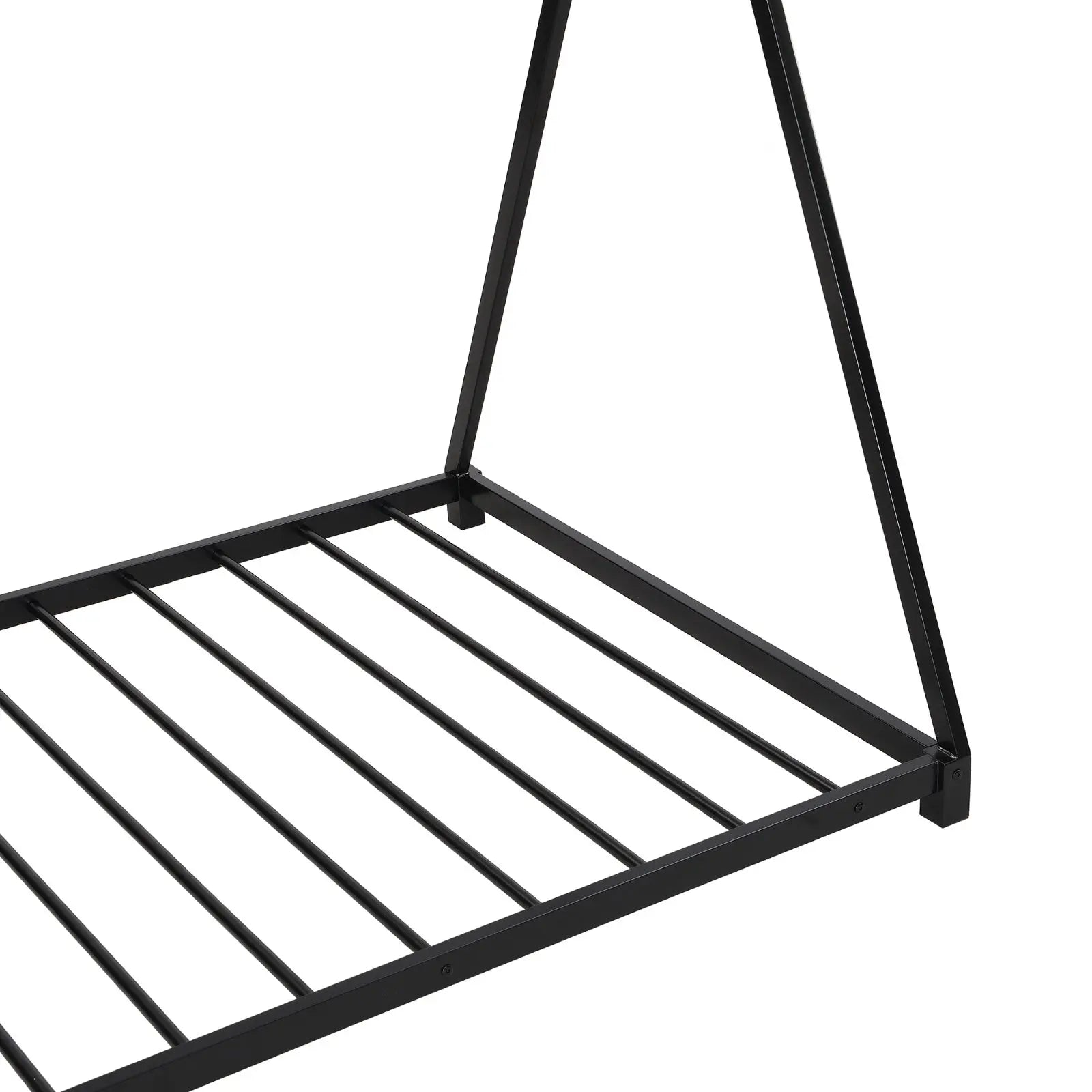 Metal Twin Size House Platform Bed With Triangle Structure, Black My Store