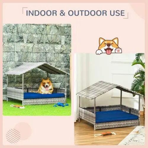 The Rattan Dog House Outdoors With A Canopy, My Store