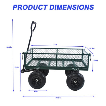 Wagon Garden Cart 660 Lbs Steel Garden Cart With Rotating Handle And Removable Sides Inkedjoy