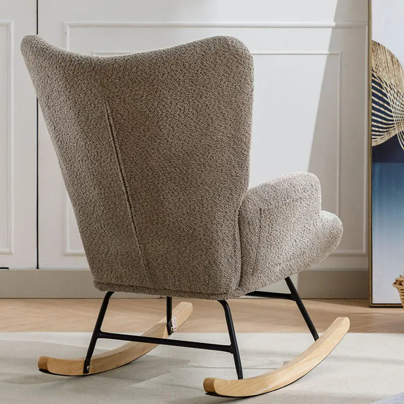 Modern Patchwork Accent Chair With Solid Wood Armrest And Feet Rocking Chair My Store