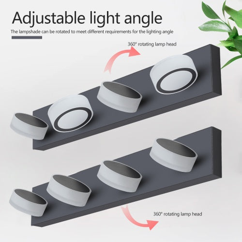 LED Modern Black 4 Light Vanity Light Fixture Mirror Bathroom Wall Light Inkedjoy