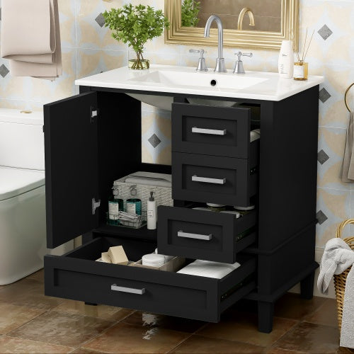 Modern Bathroom Cabinet With Sink Combo SetAnd 3 Drawers, Solid Wood Frame My Store