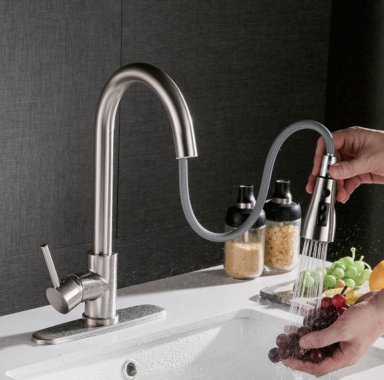 Pull-out Hot And Cold Household Kitchen And Dishwashing Brushed Copper Sink Faucet My Store