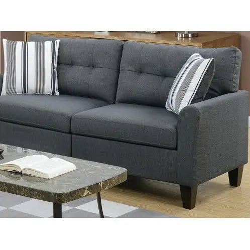Living Room Furniture 2pc Sofa Set Sofa And Loveseat Charcoal Glossy Polyfiber Plywood Solid Pine My Store