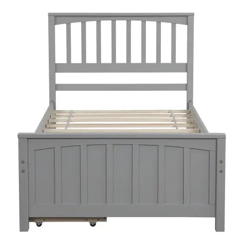 Twin Size Platform Bed With Two Drawers, Gray My Store