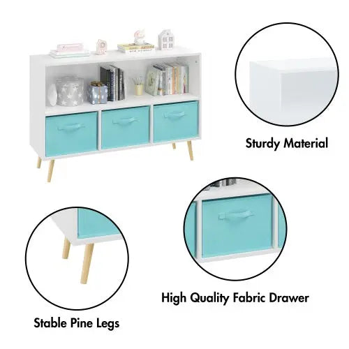 Fiberboard Children's Bookshelf With Foldable Fabric Drawers My Store