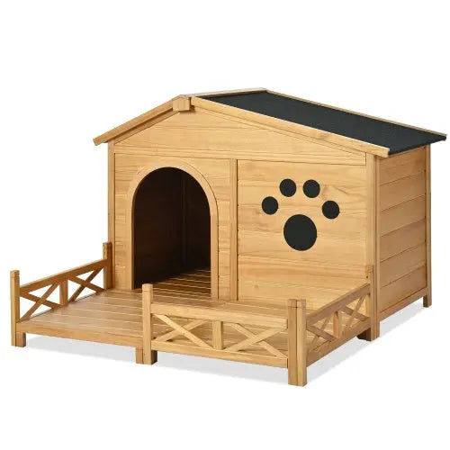 48 Wooden Dog House Outdoor With Porch My Store