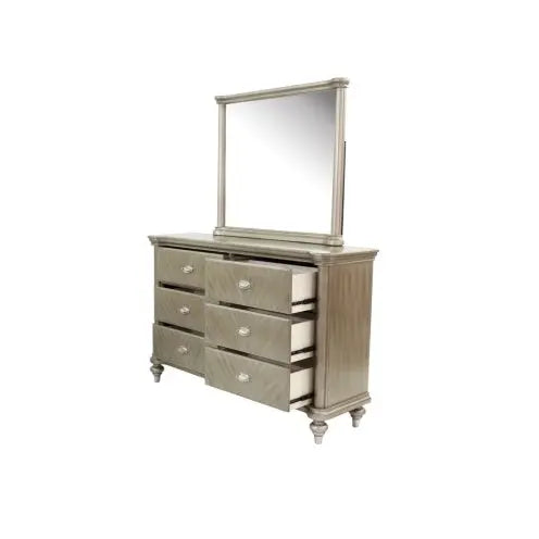 Antique Silver Champagne Finish Dresser W Mirror My Store